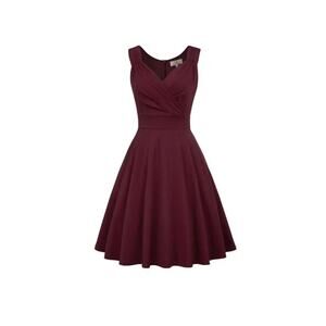GRACE KARIN Women's '1950's‎ VINTAGE' Dark Wine COCKTAIL SWING DRESS - M-NEW